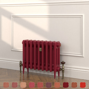 CI-SH450-RED-TH - Shelbourne Red 3 Column Victorian Cast Iron Radiator H450mm x W213mm