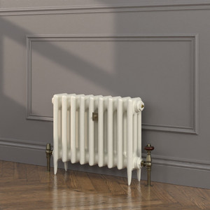 CI-SH450-WHT-FB-LS02 - Shelbourne White 3 Column Victorian Cast Iron Radiator H450mm x W213mm