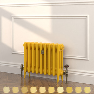 CI-SH450-YEL-TH - Shelbourne Yellow 3 Column Victorian Cast Iron Radiator H450mm x W213mm
