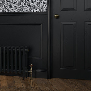 CI-RK460-LG-119-JACK-BLACK - Rook Black 2 Column Victorian Cast Iron Radiator H460mm x W216mm