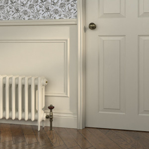 CI-RK460-LG-269-GREEN-STONE-LIGHT - Rook Cream 2 Column Victorian Cast Iron Radiator H460mm x W216mm
