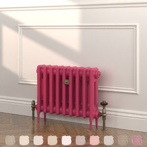 CI-RK460-PNK-TH - Rook Pink 2 Column Victorian Cast Iron Radiator H460mm x W216mm