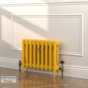 CI-RK460-YEL-LG-LS03 - Rook Yellow 2 Column Victorian Cast Iron Radiator H460mm x W216mm