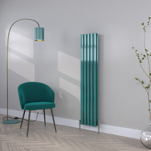 HE-1500-295D-RAL-5021-WATER-BLUE-GLOSS-LS00 - Helios Colour Vertical Double Radiator H1500mm X W295mm