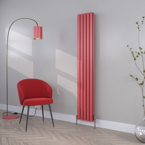 HE-1800-295D-RAL-3018-STRAWBERRY-RED-SATIN-MATT-LS00 - Helios Colour Vertical Double Radiator H1800mm X W295mm