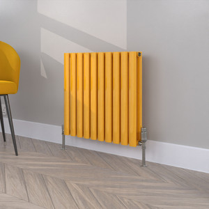 HE-550-590D-RAL-1023-TRAFFIC-YELLOW-GLOSS-LS00 - Helios Colour Horizontal Double Radiator H550mm X W590mm