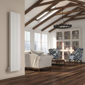 HE-V-D-W-LS00 - Helios White Horizontal Double Radiator H550mm X W1003mm