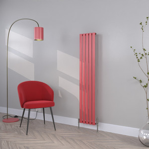 HE-1500-295S-RAL-3018-STRAWBERRY-RED-SATIN-MATT-LS00 - Helios Colour Vertical Single Radiator H1500mm X W295mm