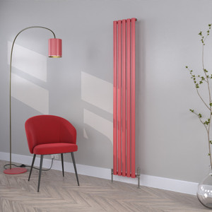 HE-1800-295S-RAL-3018-STRAWBERRY-RED-SATIN-MATT-LS00 - Helios Colour Vertical Single Radiator H1800mm X W295mm