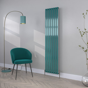 HE-1800-413S-RAL-5021-WATER-BLUE-GLOSS-LS00 - Helios Colour Vertical Single Radiator H1800mm X W413mm
