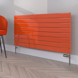 FL-604X1200S-RAL-2004-PURE-ORANGE-GLOSS-LS00 - Flux Colour Horizontal Single Radiator H604mm X W1200mm