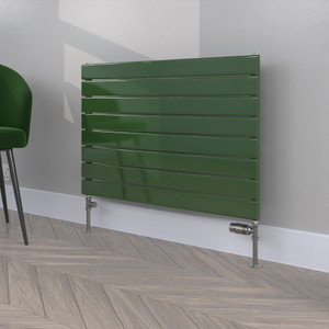 FL-604X900S-RAL-6002-LEAF-GREEN-GLOSS-LS00 - Flux Colour Horizontal Single Radiator H604mm X W900mm