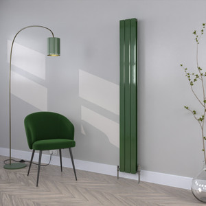 FL-1800X224D-RAL-6002-LEAF-GREEN-GLOSS-LS00 - Flux Colour Vertical Double Radiator H1800mm X W224mm