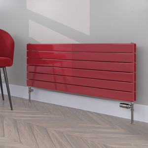 FL-452X1200D-RAL-3027-RASPBERRY-RED-GLOSS-LS00 - Flux Colour Horizontal Double Radiator H452mm X W1200mm