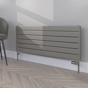 FL-452X1200D-RAL-9007-GREY-ALUMINIUM-SATIN-MATT-LS00 - Flux Colour Horizontal Double Radiator H452mm X W1200mm