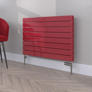 FL-604X900D-RAL-3027-RASPBERRY-RED-GLOSS-LS00 - Flux Colour Horizontal Double Radiator H604mm X W900mm