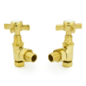 T-MAN-064-AG-UB - Winkworth Traditional Manual Angled Unlacquered Brass Radiator Valves