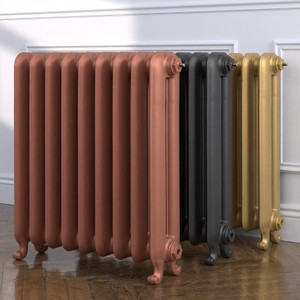 CI-HA740-MET-COPPER-NAT-CAST-GOLD-ALT00 - Harcourt 2 Column Electric Cast Iron Radiator H740mm x W595mm
