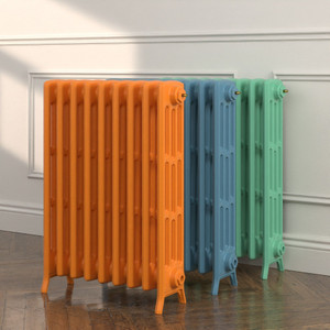 CI-NE760-LG-209-MARIGOLD-260-AIR-FORCE-BLUE-092-GREEN-VERDITER - Georgian 4 Column Electric Cast Iron Radiator H760mm x W512mm