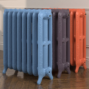 CI-RO765-FB-237-COOKS-BLUE-254-PELT-268-LOTTES-LOCKS-LS00 - Rochester 3 Column Electric Cast Iron Radiator H765mm x W662mm