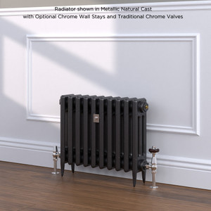 CI-SH450-10-MET-NAT-CAST-LS01 - Shelbourne 3 Column Victorian Electric Cast Iron Radiator H450mm x W572mm