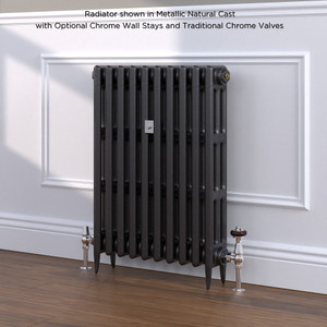 CI-SH745-10-MET-NAT-CAST-LS01 - Shelbourne 3 Column Victorian Electric Cast Iron Radiator H745mm x W464mm