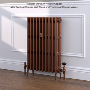 CI-RC760-10-MET-COPPER-LS01 - Richmond 4 Column Victorian Electric Cast Iron Radiator H760mm x W462mm