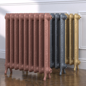 CI-LU760-MET-COPPER-NAT-CAST-GOLD-ALT00 - Lucien 2 Column Electric Cast Iron Radiator H760mm x W598mm