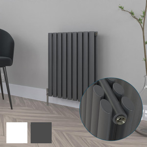 FM-600D-ANTHRACITE-TH - Fairmont Anthracite Double Horizontal Designer Radiator H600 x W540