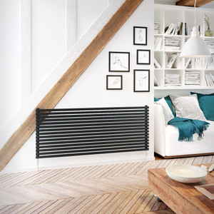 DQ-VUL-H-S-G-LS00 - DQ Vulcano Horizontal Single Radiator H1000mm X W571mm Dark Grey