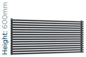 DQ-VUL-600-HDG-TH - DQ Vulcano Horizontal Double Radiator H600mm X W571mm Dark Grey