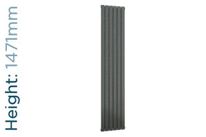DQ-TOR-1471-SG-TH - DQ Tornado Vertical Single Radiator H1471mm X W231mm Dark Grey