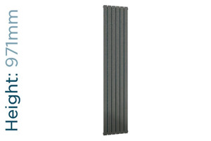 DQ-TOR-971-SG-TH - DQ Tornado Vertical Double Radiator H971mm X W231mm Dark Grey