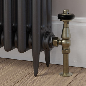 T-TRV-019-AG-AB-BLACK-HEAD-LS00 - Eastbury Traditional Manual Angled Antique Brass Radiator Valves