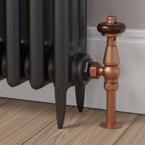 T-TRV-019-AG-BC-BROWN-HEAD-LS00 - Eastbury Traditional Manual Angled Brushed Copper Radiator Valves