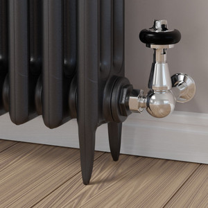 T-TRV-020-CR-C-BLACK-HEAD-LS00 - Eastbury Traditional Manual Corner Chrome Radiator Valves