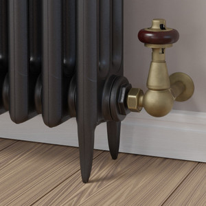 T-TRV-020-CR-OEB-BROWN-HEAD-LS00 - Eastbury Traditional Manual Corner Old English Brass Radiator Valves