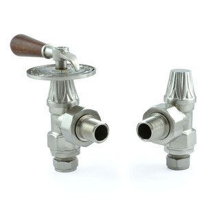 T-MAN-030-AG-SN - Arlington Lever Traditional Manual Angled Brushed Satin Nickel Radiator Valves