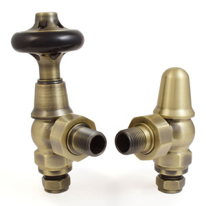 T-MAN-045-AG-AB - Chastleton Traditional Manual Angled Antique Brass Radiator Valves