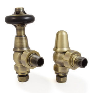T-MAN-045-AG-AB-ALT00 - Chastleton Traditional Manual Angled Antique Brass Radiator Valves