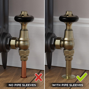 T-MAN-045-AG-AB-SLEEVE-COMP - Chastleton Traditional Manual Angled Antique Brass Radiator Valves