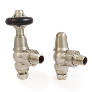 T-MAN-045-AG-SN-ALT00 - Chastleton Traditional Manual Angled Brushed Satin Nickel Radiator Valves