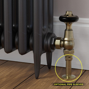T-MAN-045-AG-AB-SLEEVE-OPTION - Chastleton Traditional Manual Angled Brushed Satin Nickel Radiator Valves