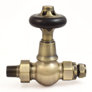 T-MAN-046-ST-AB-ALT00 - Chastleton Traditional Manual Straight Antique Brass Radiator Valves