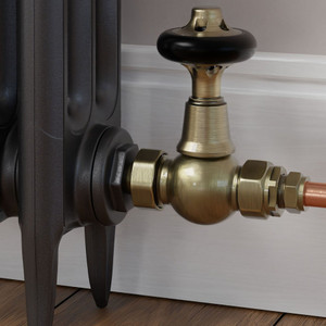 T-MAN-046-ST-AB-CU00 - Chastleton Traditional Manual Straight Antique Brass Radiator Valves