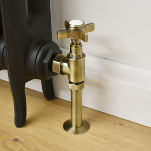 T-MAN-064-AG-AB-PIP - Winkworth Traditional Manual Angled Antique Brass Radiator Valves with Sleeves