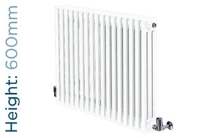 DQ-ARDENT3-600-W-TH - DQ Ardent Horizontal 3 Column Radiator H600mm X W622mm White
