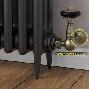 T-TRV-049-CR-AB-SLEEVE-OPTION - Ascott Traditional TRV Corner Brushed Satin Nickel Radiator Valves