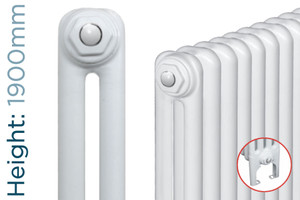 MS-MSFW-B-2-1900-TH - MHS Multisec 2 Column Vertical Radiator With Welded-On Feet H1900mm x W162mm White