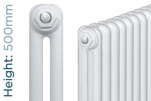 MS-MSWW-B-2-0500-TH - MHS Multisec 2 Column Horizontal Radiator H500mm x W300mm White